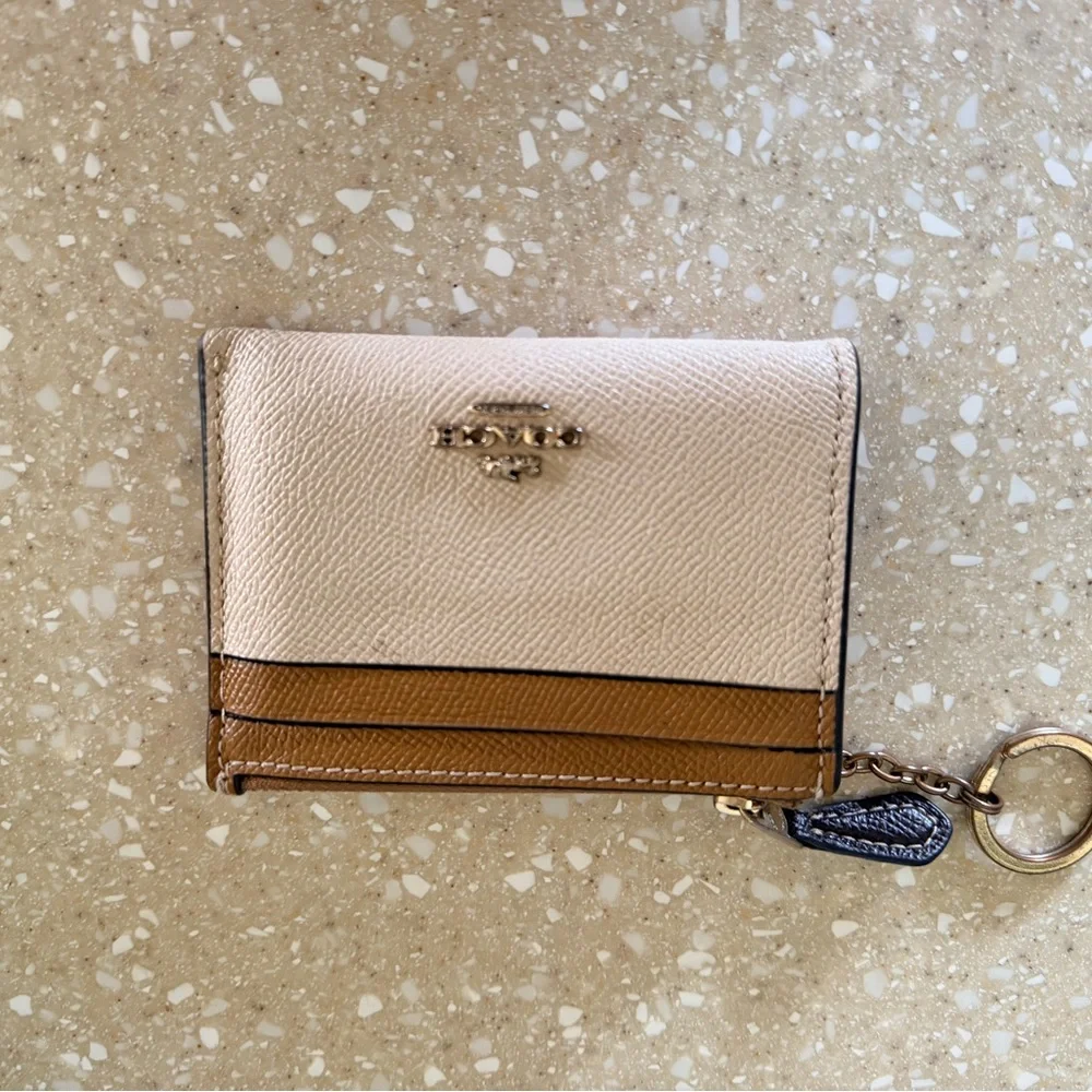 Coach Beige and Brown Key Card Holder - Picture 1 of 3
